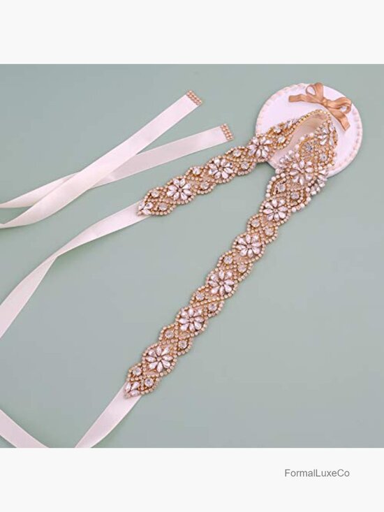Handmade Rhinestone Beaded Sash Organza Bridal Belt for Wedding Gown Plus Size